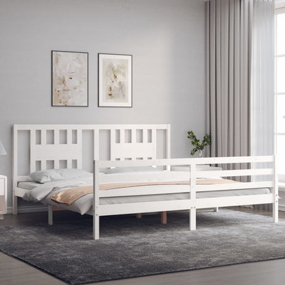 Bed Frame without Mattress White 200x200 cm Solid Wood