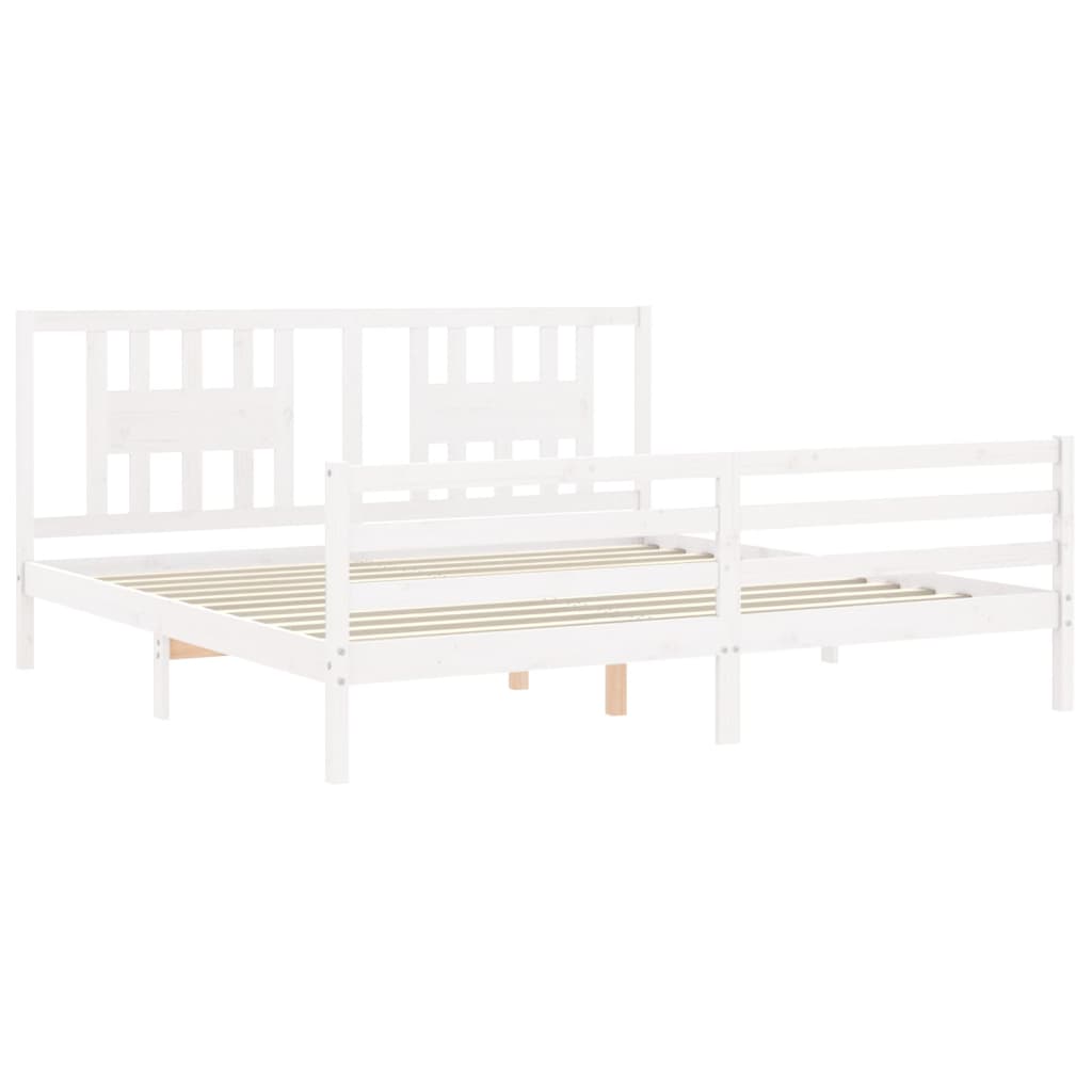 Bed Frame without Mattress White 200x200 cm Solid Wood
