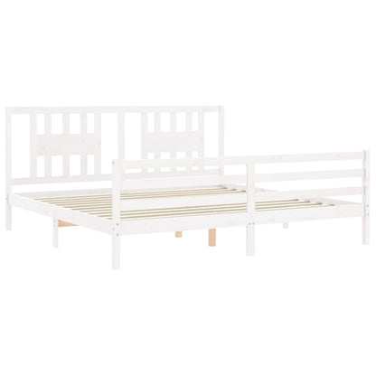 Bed Frame without Mattress White 200x200 cm Solid Wood