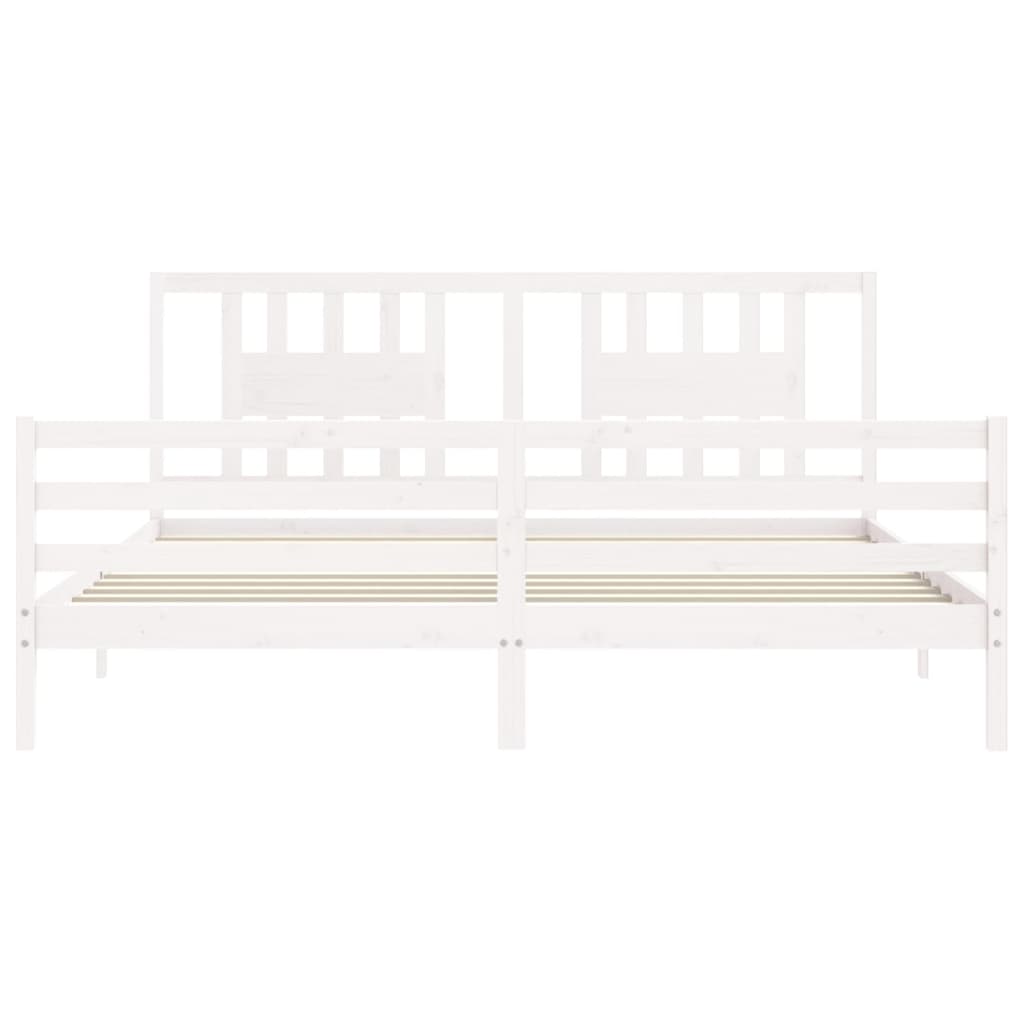 Bed Frame without Mattress White 200x200 cm Solid Wood