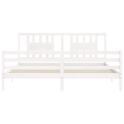 Bed Frame without Mattress White 200x200 cm Solid Wood