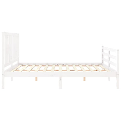 Bed Frame without Mattress White 200x200 cm Solid Wood