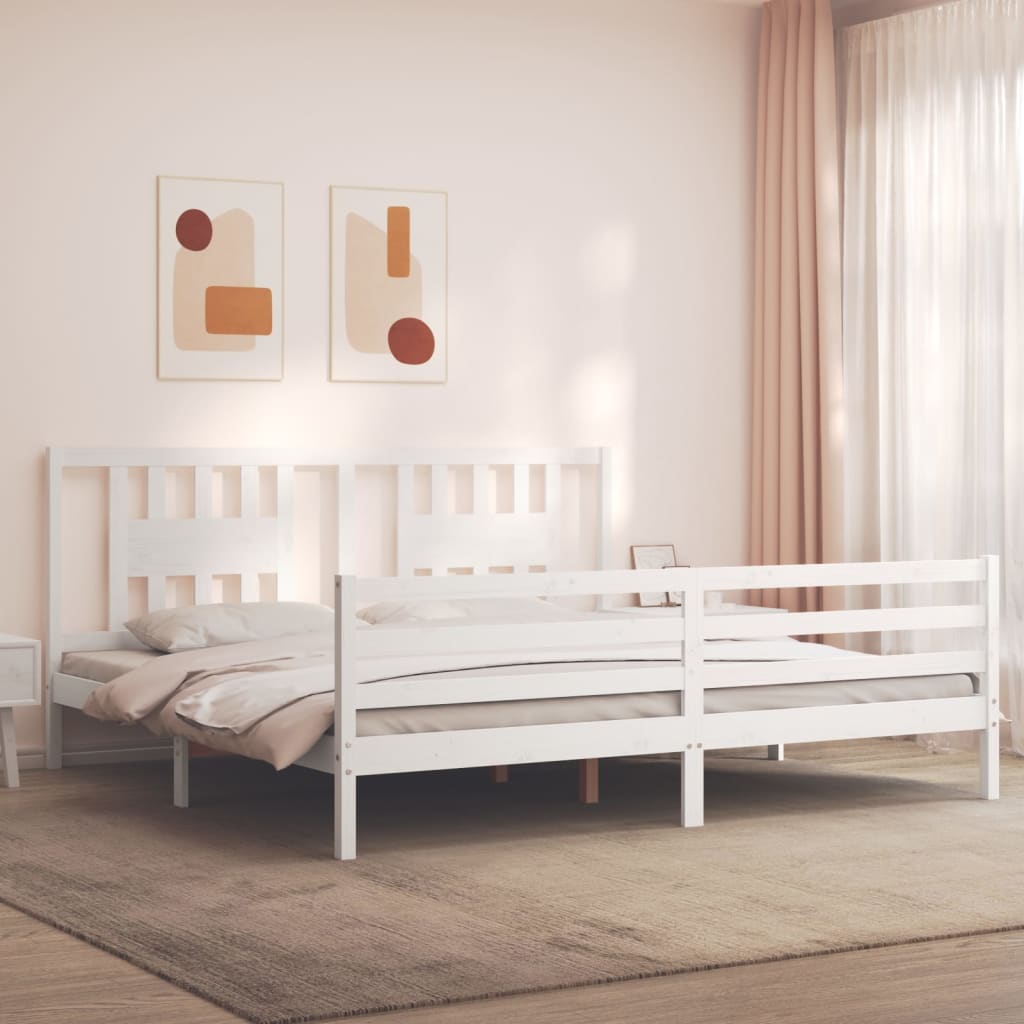 Bed Frame without Mattress White 200x200 cm Solid Wood