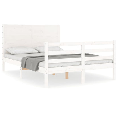 Bed Frame without Mattress White 140x190 cm Solid Wood