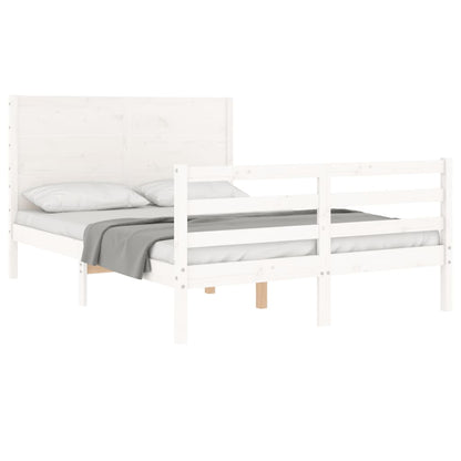Bed Frame without Mattress White 140x190 cm Solid Wood