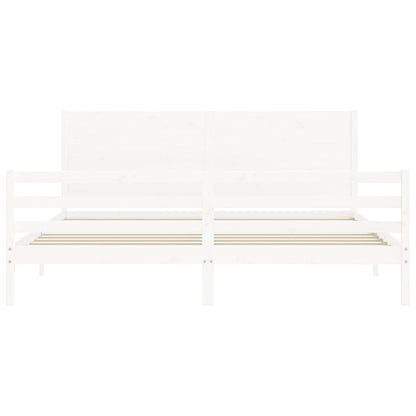 Bed Frame without Mattress White 200x200 cm Solid Wood