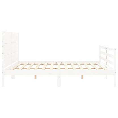 Bed Frame without Mattress White 200x200 cm Solid Wood