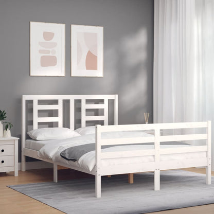 Bed Frame without Mattress White Small Double Solid Wood