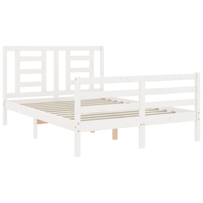 Bed Frame without Mattress White Small Double Solid Wood