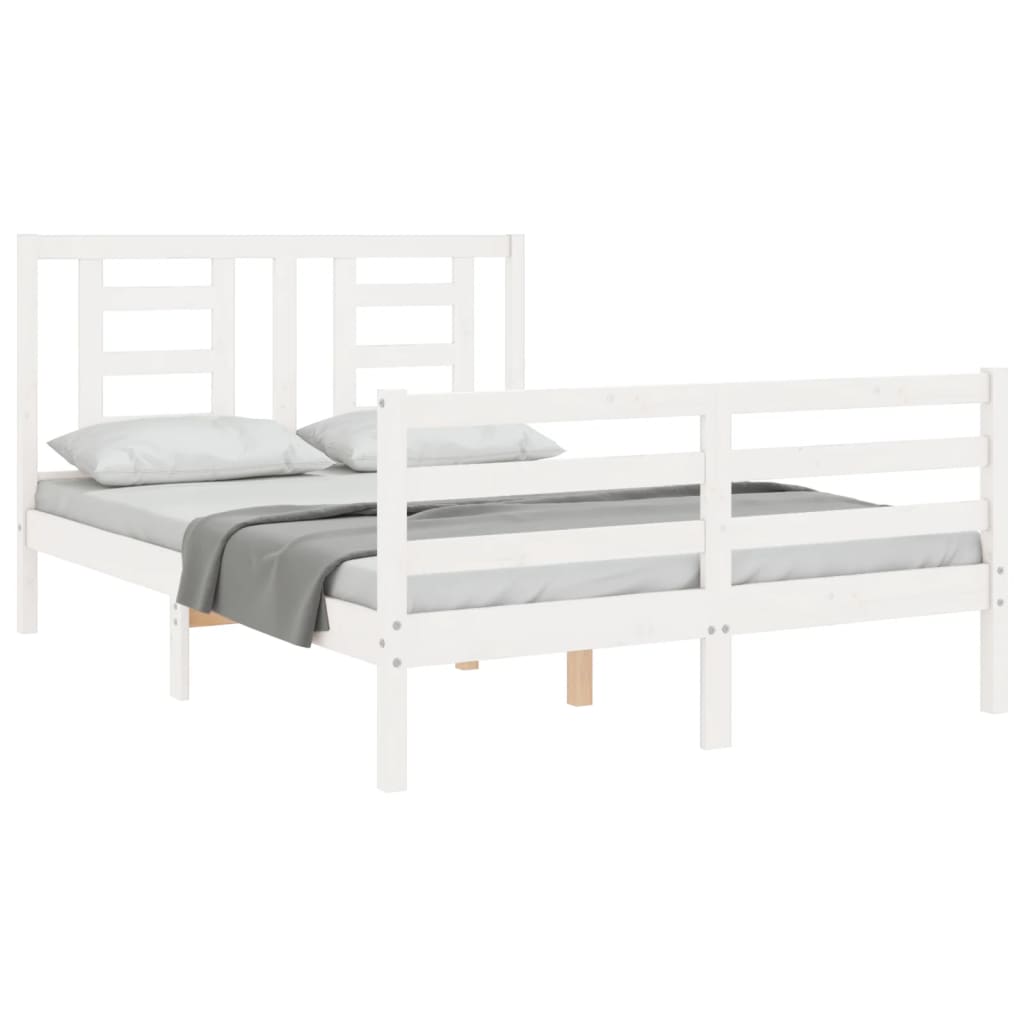 Bed Frame without Mattress White 140x200 cm Solid Wood