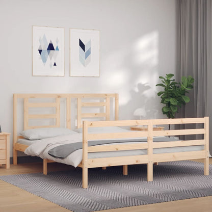 Bed Frame without Mattress King Size Solid Wood