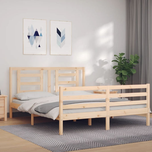 Bed Frame without Mattress King Size Solid Wood
