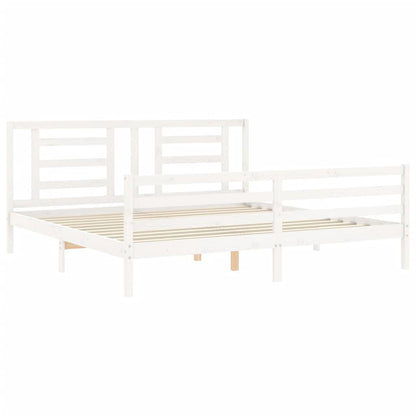 Bed Frame without Mattress White Super King Size Solid Wood