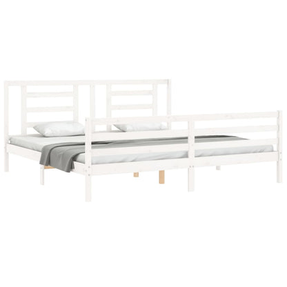 Bed Frame without Mattress White 200x200 cm Solid Wood