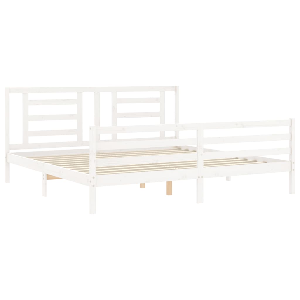 Bed Frame without Mattress White 200x200 cm Solid Wood