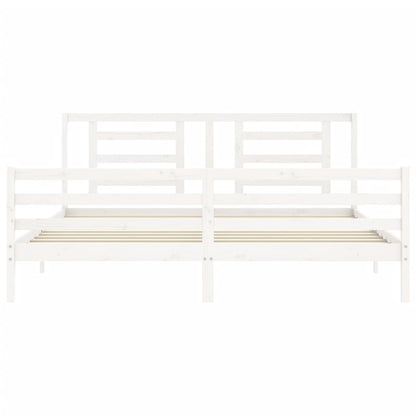 Bed Frame without Mattress White 200x200 cm Solid Wood