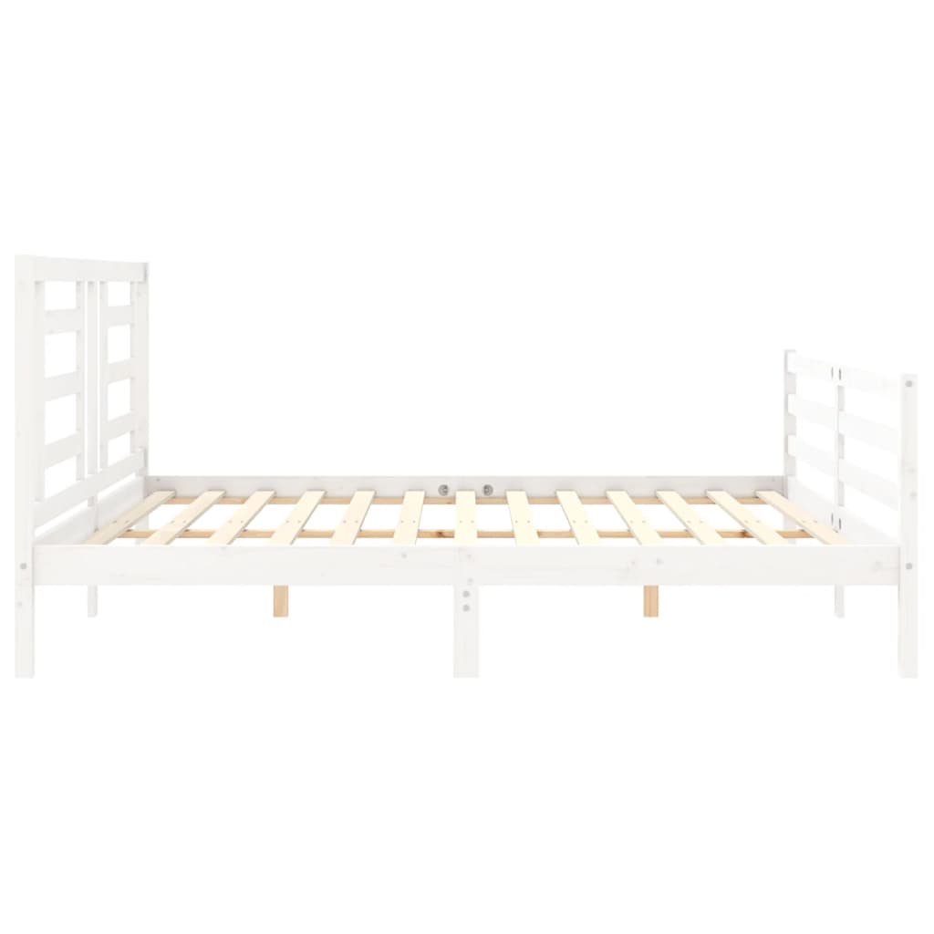 Bed Frame without Mattress White 200x200 cm Solid Wood