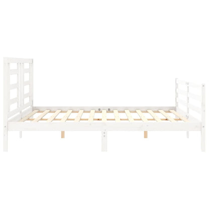 Bed Frame without Mattress White 200x200 cm Solid Wood