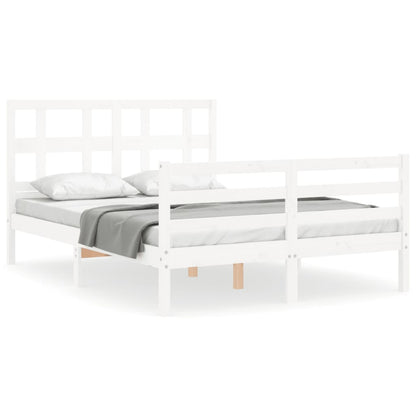 Bed Frame without Mattress White 140x190 cm Solid Wood