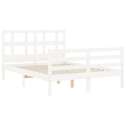 Bed Frame without Mattress White 140x190 cm Solid Wood