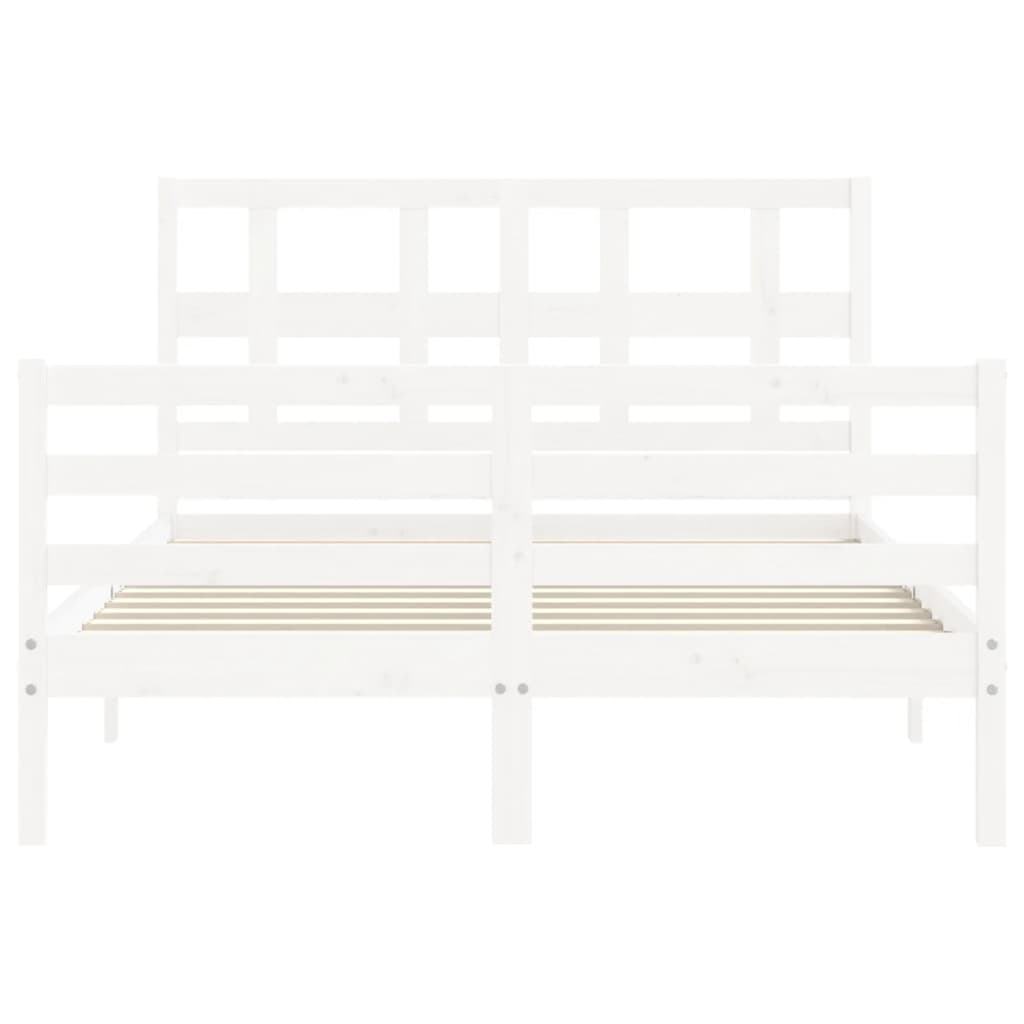 Bed Frame without Mattress White 140x190 cm Solid Wood