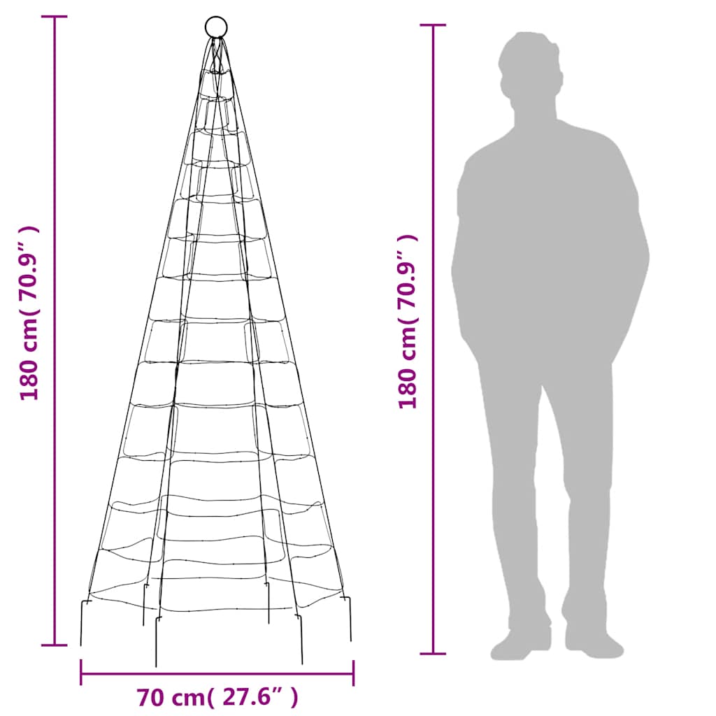 LED Christmas Tree on Flagpole 200 LEDs Warm White 180 cm