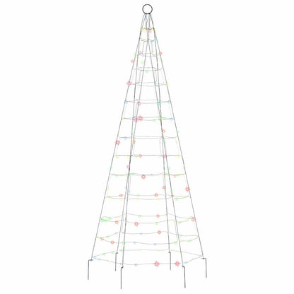 LED Christmas Tree on Flagpole 200 LEDs Colourful 180 cm