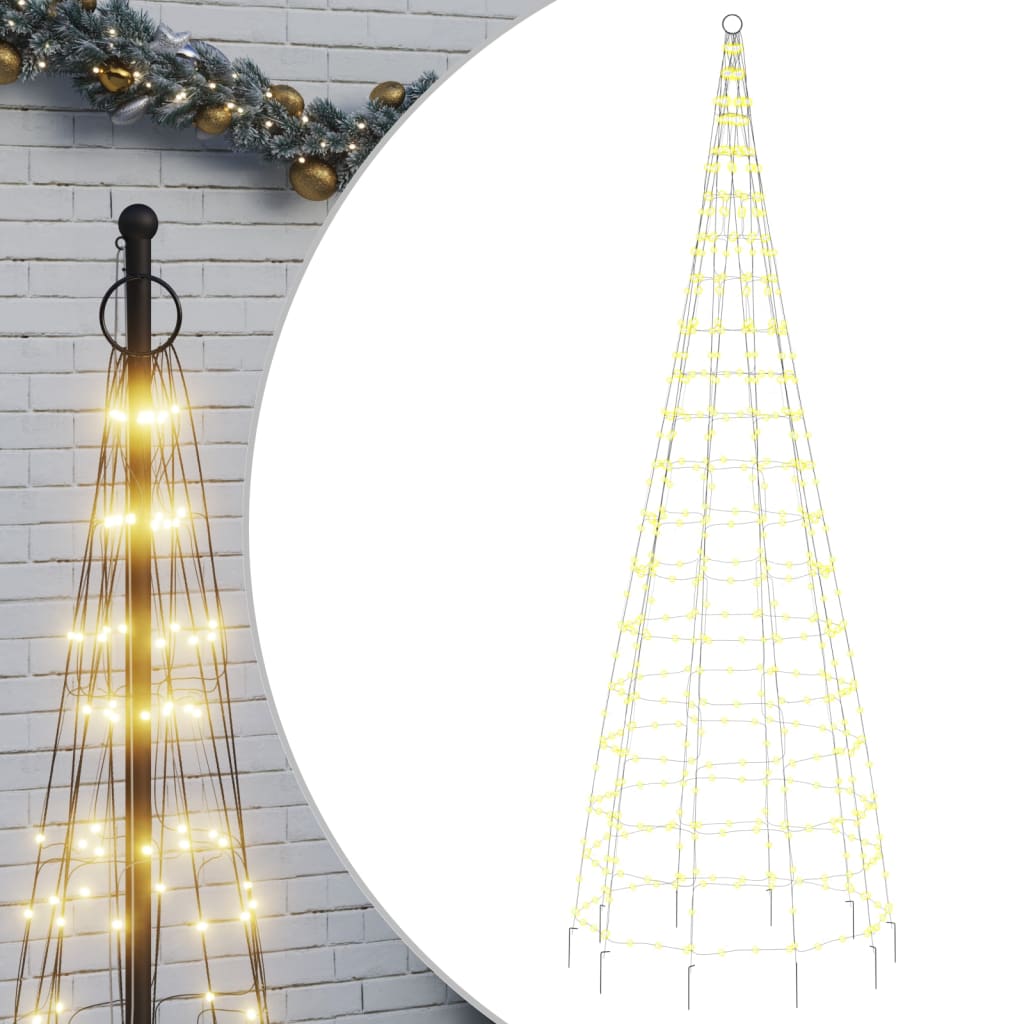 LED Christmas Tree on Flagpole 550 LEDs Warm White 300 cm