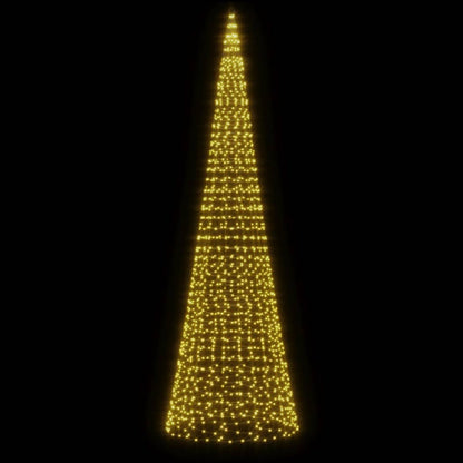 LED Christmas Tree on Flagpole 1534 LEDs Warm White 500 cm