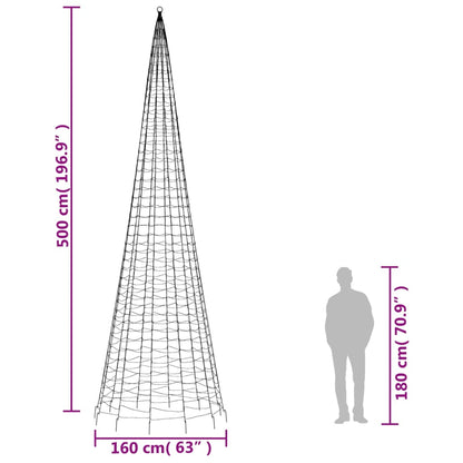 LED Christmas Tree on Flagpole 1534 LEDs Warm White 500 cm