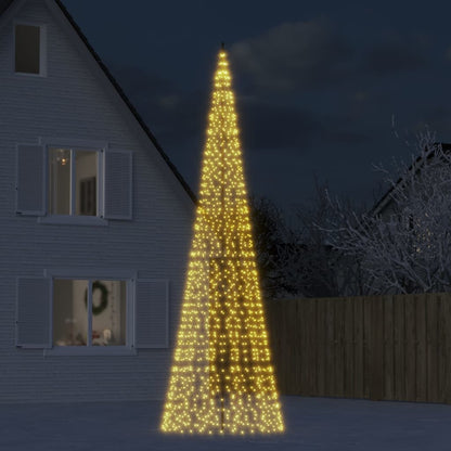 LED Christmas Tree on Flagpole 1534 LEDs Warm White 500 cm