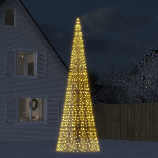 LED Christmas Tree on Flagpole 1534 LEDs Warm White 500 cm