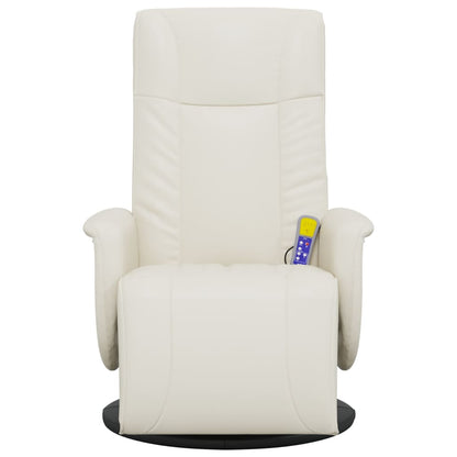 Massage Recliner Chair with Footrest Cream Faux Leather