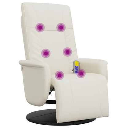 Massage Recliner Chair with Footrest Cream Faux Leather