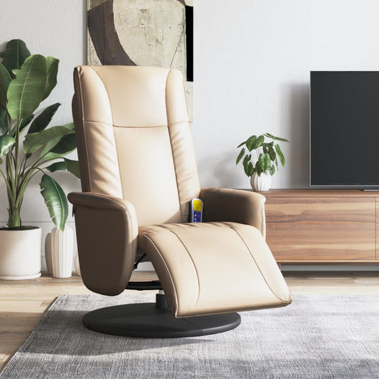 Massage Recliner Chair with Footrest Cappuccino Faux Leather