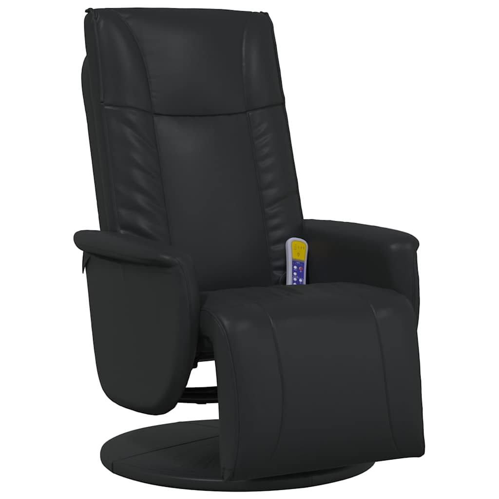 Massage Recliner Chair with Footrest Black Faux Leather