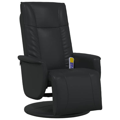 Massage Recliner Chair with Footrest Black Faux Leather