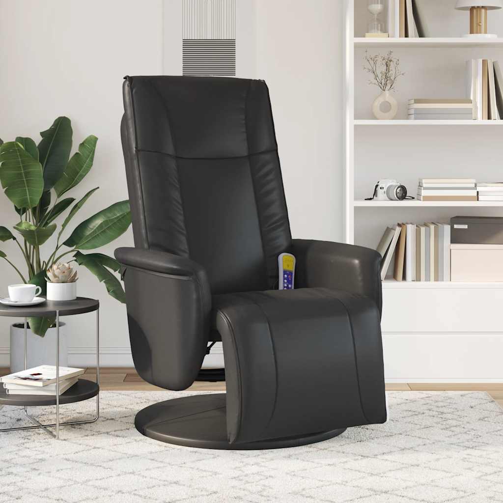 Massage Recliner Chair with Footrest Black Faux Leather