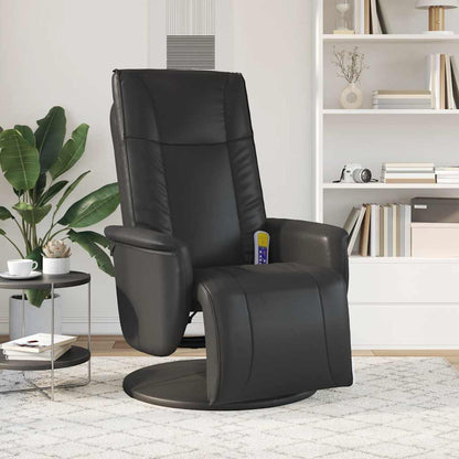 Massage Recliner Chair with Footrest Black Faux Leather