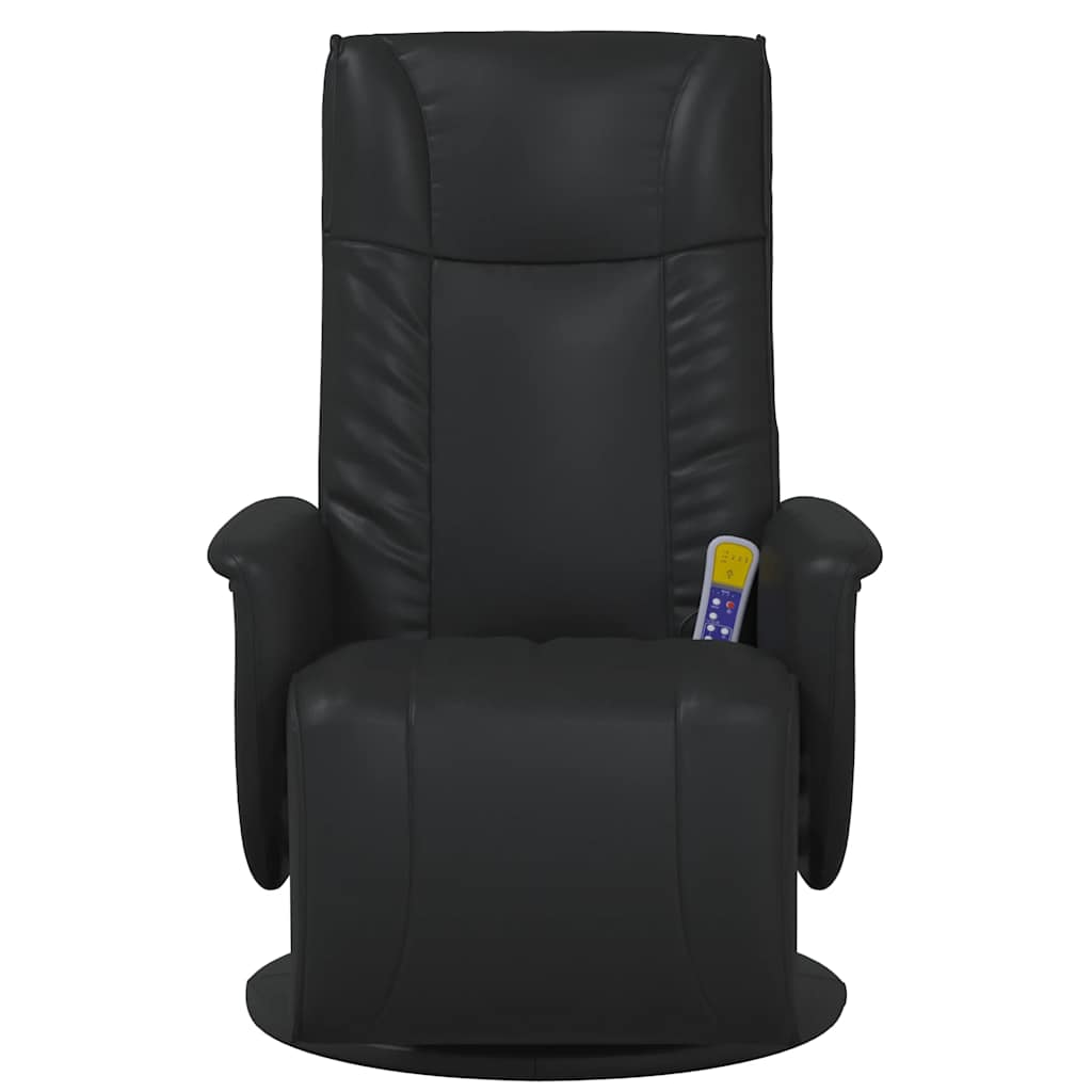 Massage Recliner Chair with Footrest Black Faux Leather