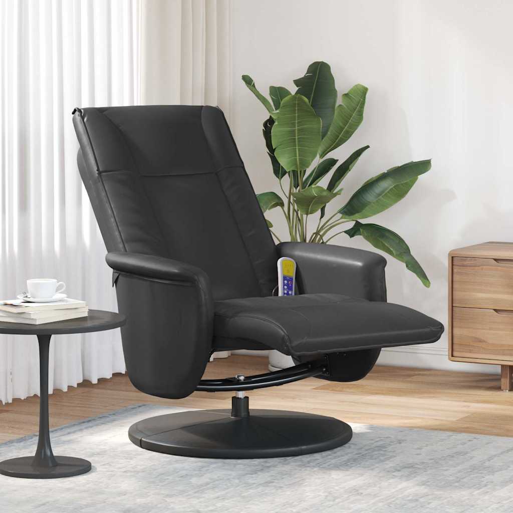 Massage Recliner Chair with Footrest Black Faux Leather