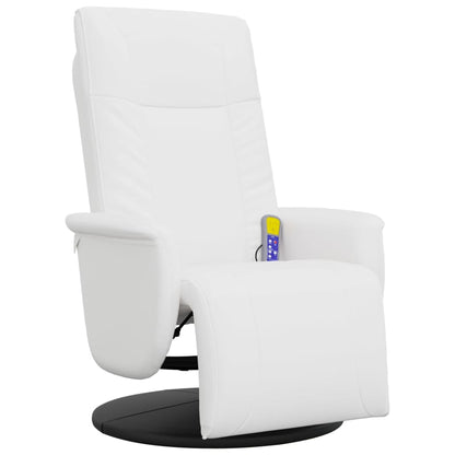 Massage Recliner Chair with Footrest White Faux Leather