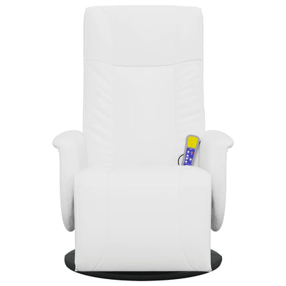 Massage Recliner Chair with Footrest White Faux Leather