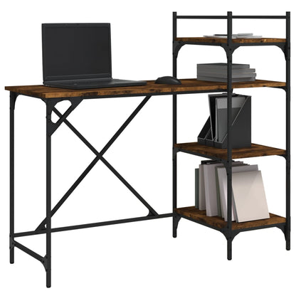 Computer Desk with Shelves Smoked Oak 120x47x109 cm