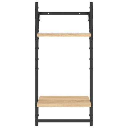 2-Tier Wall Shelves with Bars 2 pcs Sonoma Oak 30x25x65 cm