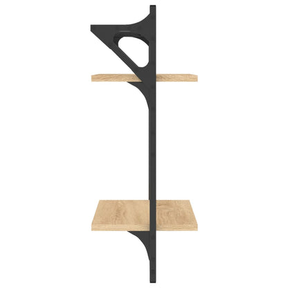 2-Tier Wall Shelves with Bars 2 pcs Sonoma Oak 30x25x65 cm