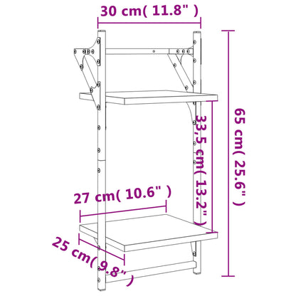 2-Tier Wall Shelves with Bars 2 pcs Sonoma Oak 30x25x65 cm