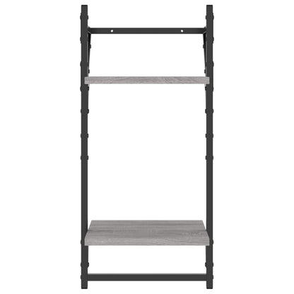 2-Tier Wall Shelves with Bars 2 pcs Grey Sonoma 30x25x65 cm