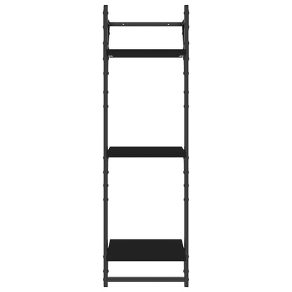 3-Tier Wall Shelves with Bars 2 pcs Black 30x25x100 cm