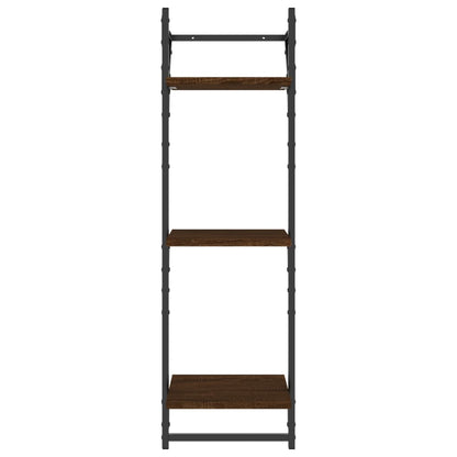 3-Tier Wall Shelves with Bars 2 pcs Brown Oak 30x25x100 cm